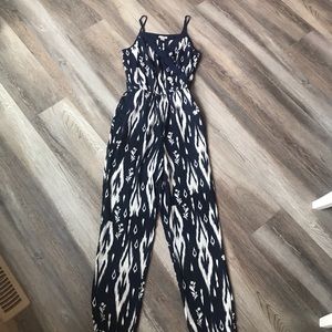 Navy and White Ikat Jumpsuit